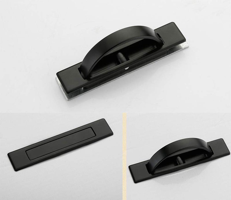 DEVILMAYCARE DayCount Pack of 2 Invisible Cabinet Drawer Handle Rotating Zinc Alloy Hidden Grip Pulls Handles Hardware for Cabinet, Wardrobe, Tatami and Drawer (Black) - Image 3